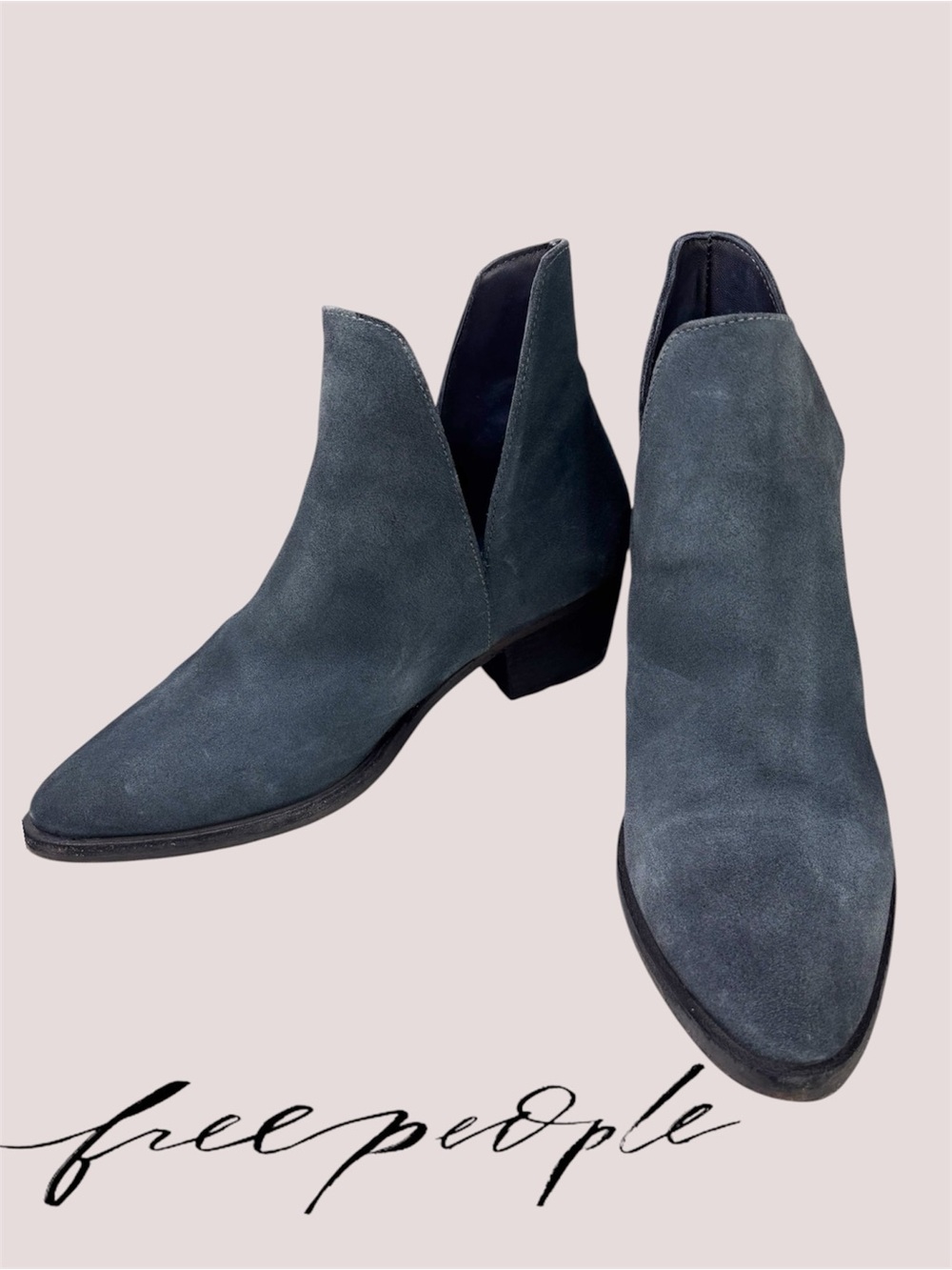 Free People Gray Suede Cutout Ankle Boots | EU 38 / US 7.5–8 | Boho Western Chic - Picture 2 of 10